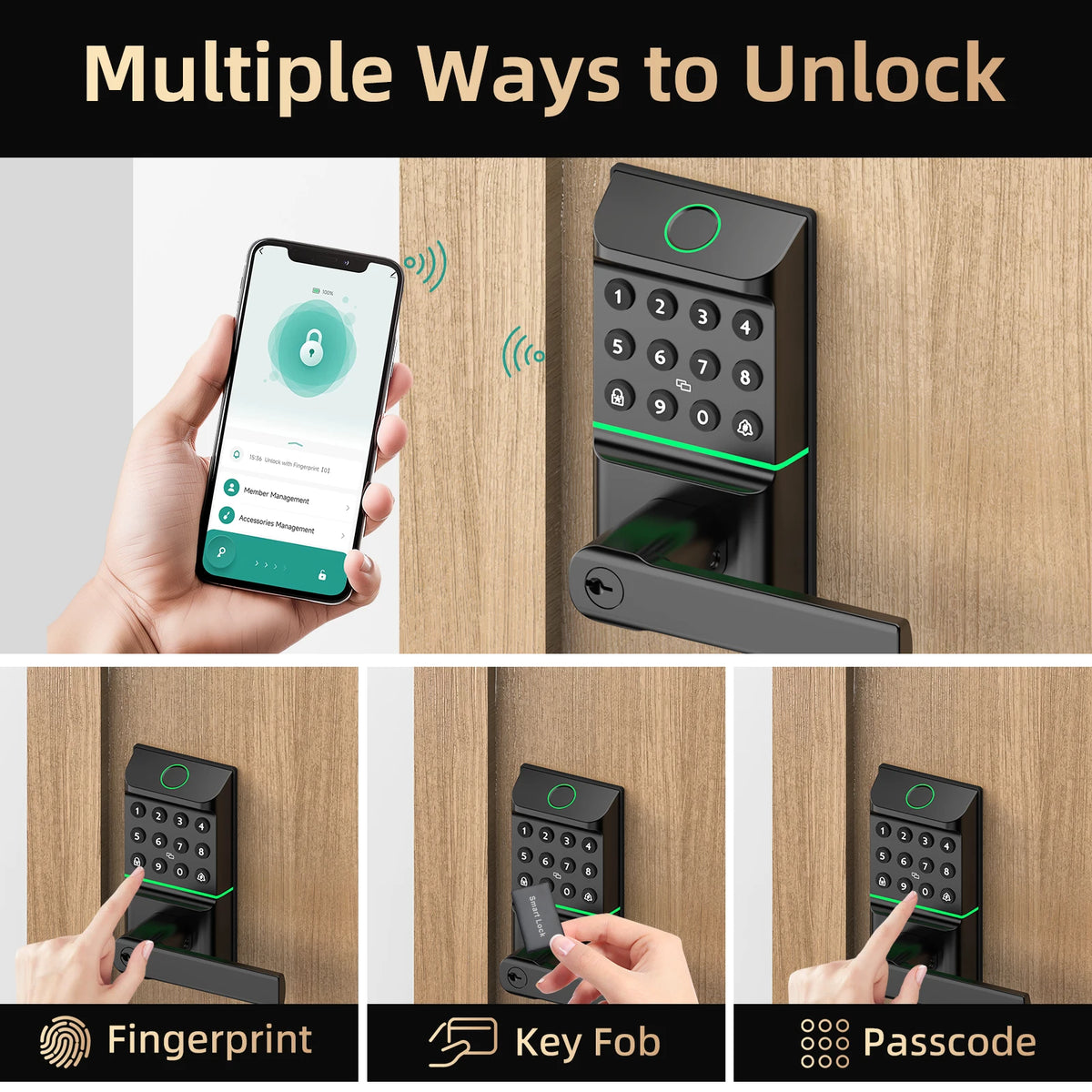 Viladepot Smart Fingerprint Door Lock With Bluetooth App Control