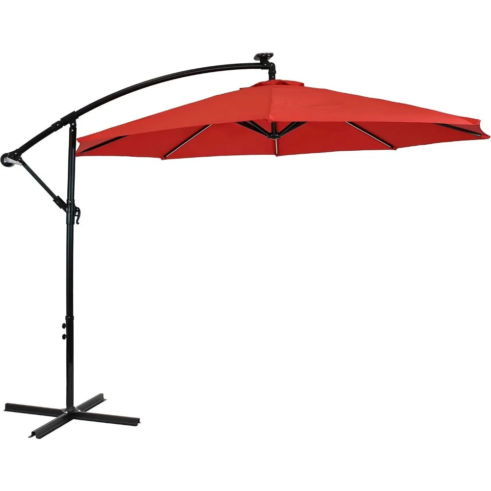 Solar Cantilever Patio Umbrella With LED Lights