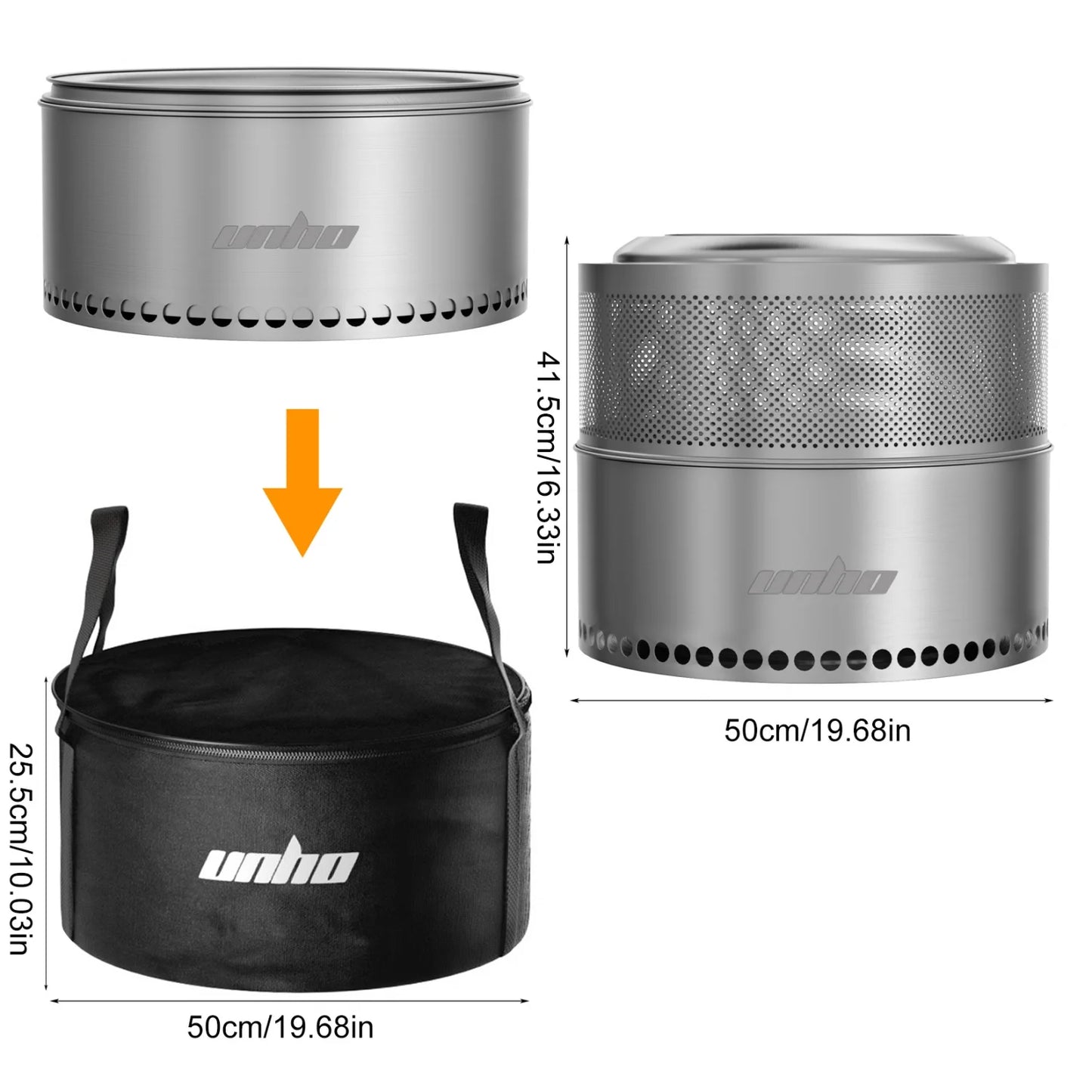 Smokeless Fire Pit Portable Stainless Steel Outdoor Fireplace