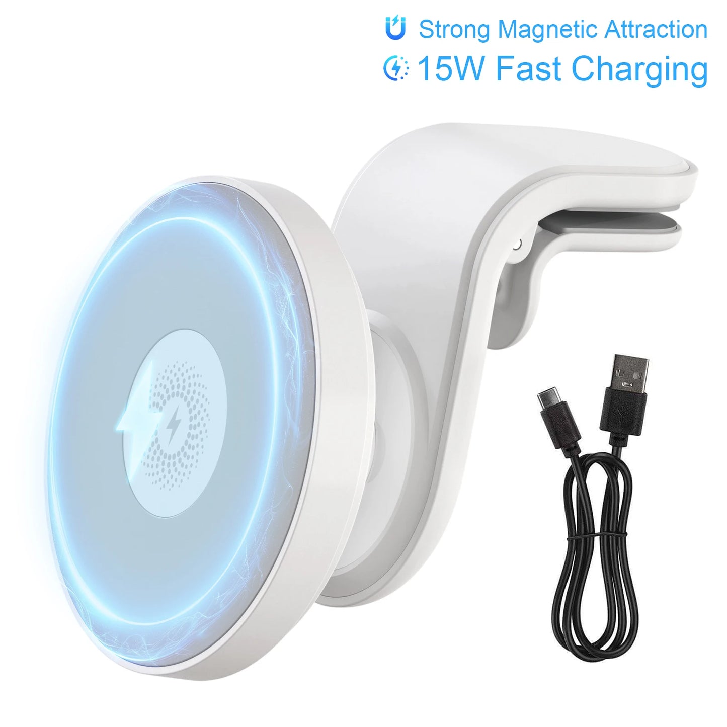 Magnetic Car Wireless Charger Mount 15W 360 Degree Adjustable