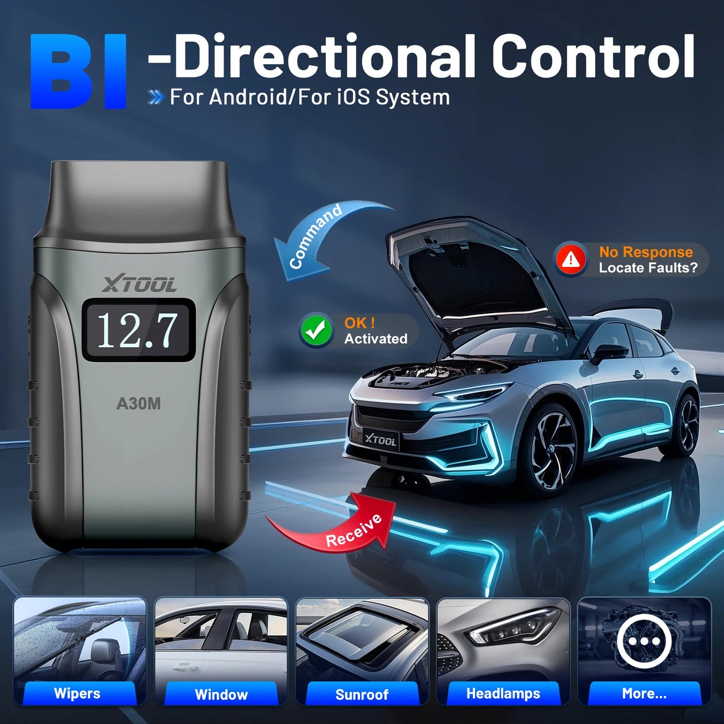 XTOOL A30M Car Diagnostic Tool Full System Bidirectional OBD2 Scanner