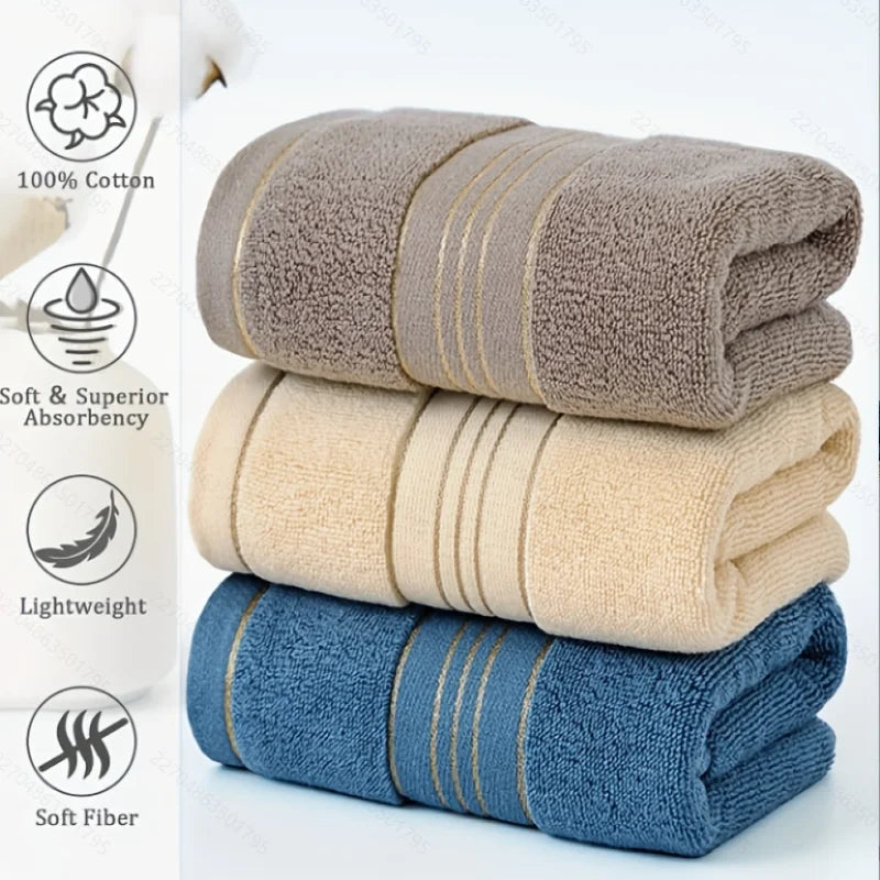 Premium Absorbent Cotton Towels With Elegant Gold Trim