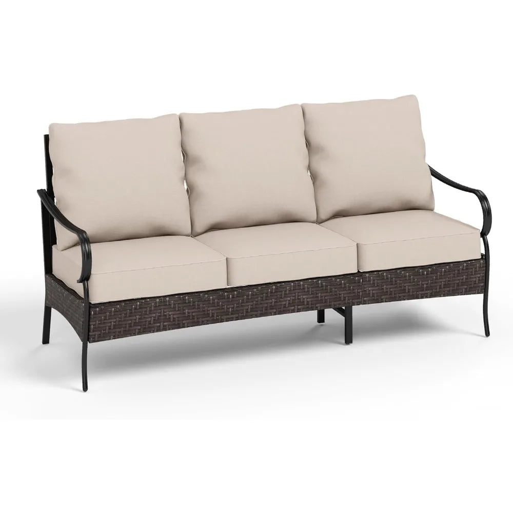 Wicker and Metal Outdoor Patio Couch for Front Porch Relaxation