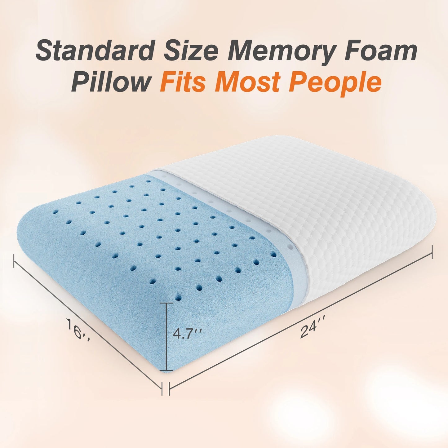 MCQ 1-piece Neck Pillow Comfort Memory Foam Pillows Standard Size Removable Washable Cover Ventilated Cooling Bed Pillow
