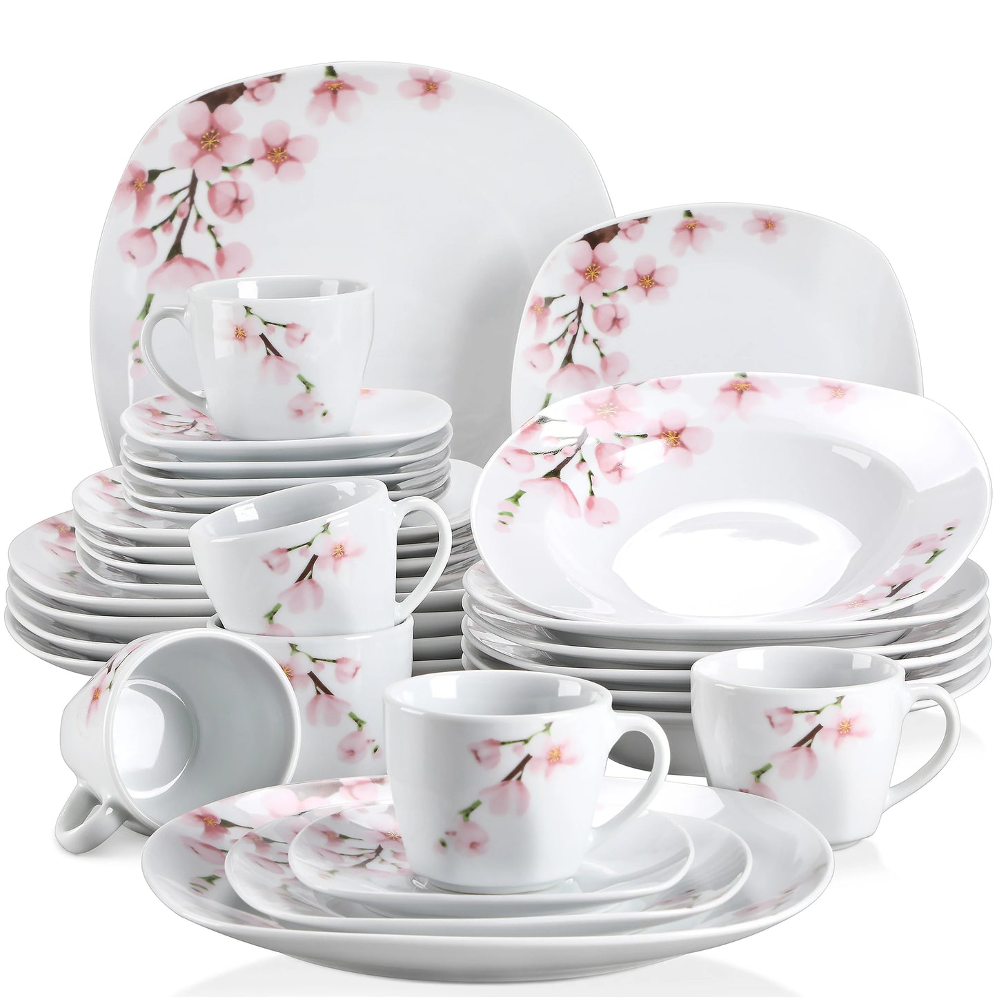 MALACASA Annie Porcelain Dinnerware Set 30 Piece Service For Six