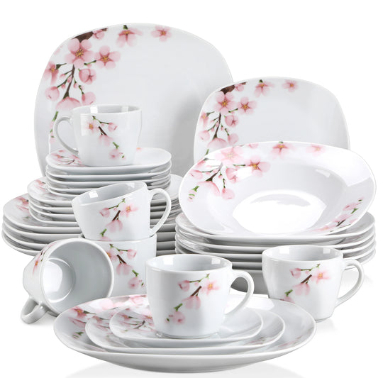 MALACASA Annie Porcelain Dinnerware Set 30 Piece Service For Six