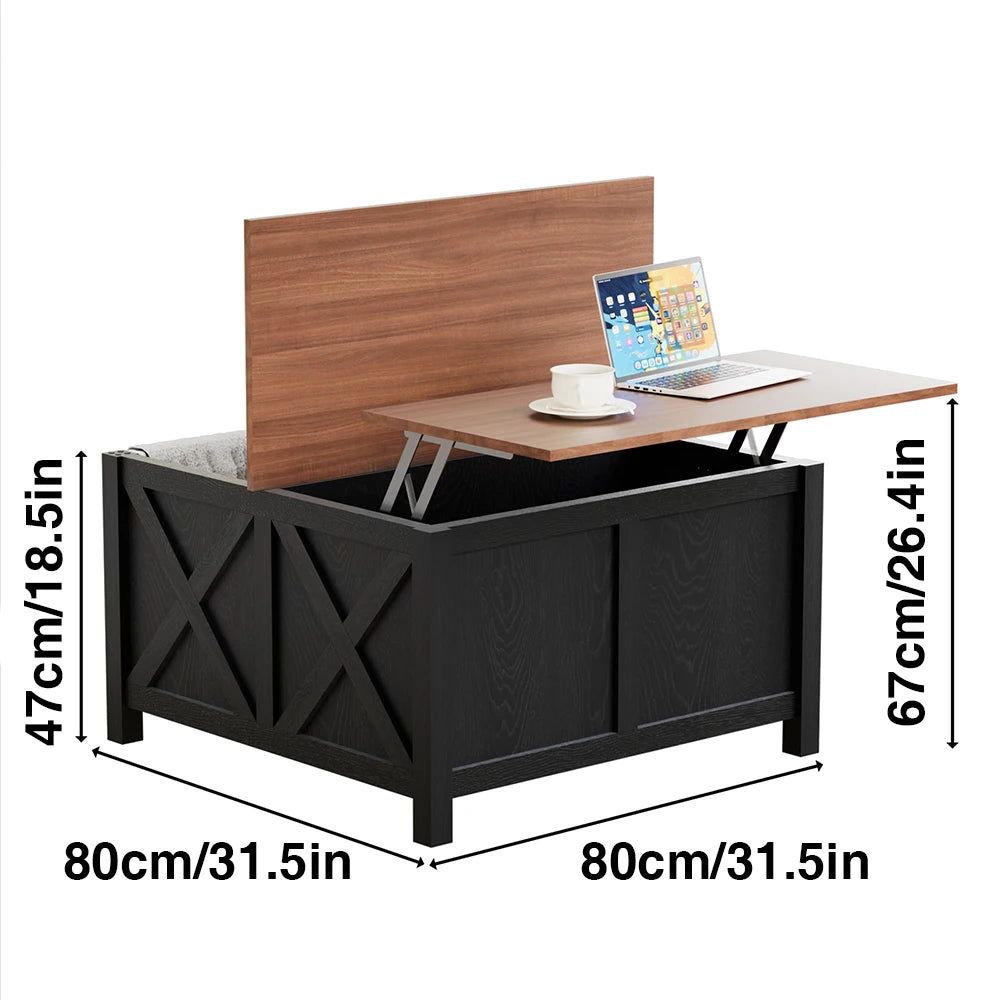 Farmhouse Lift Top Coffee Table With Storage For Living Room