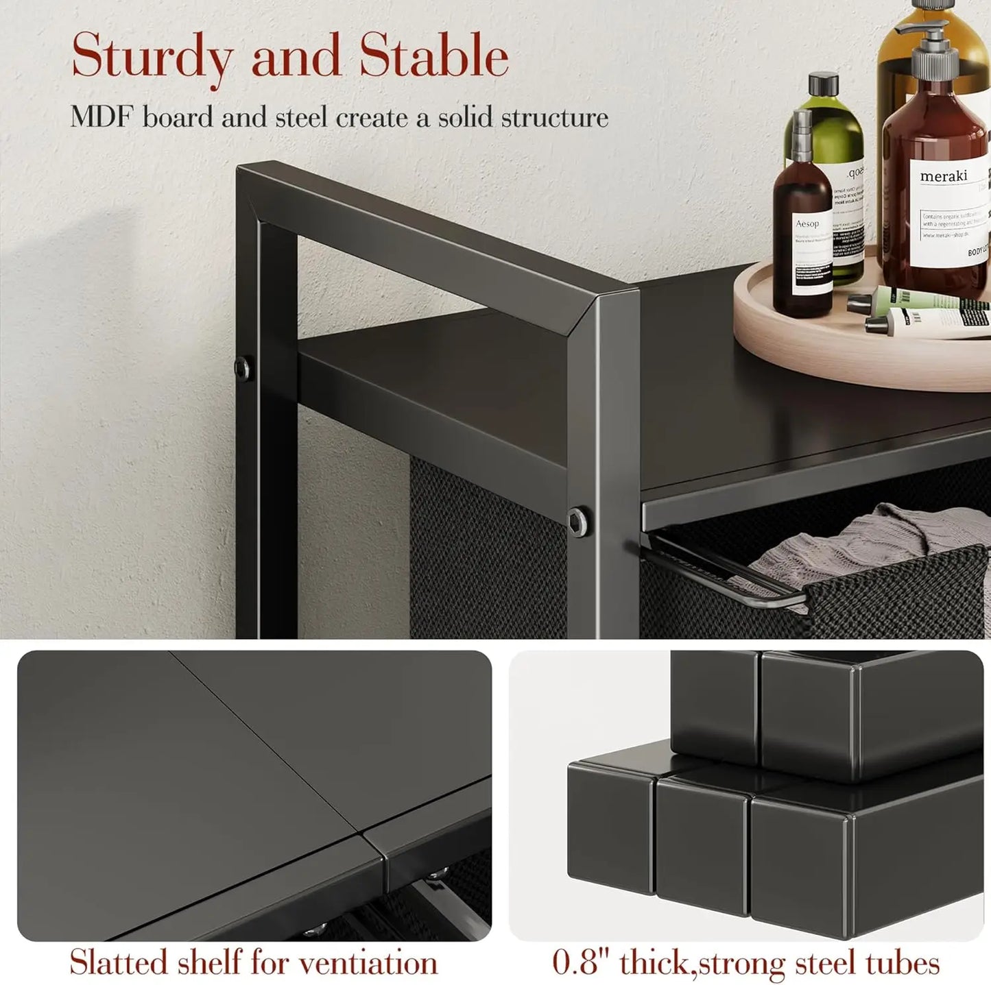 Laundry Basket Organizer With Shelf And Removable Bags