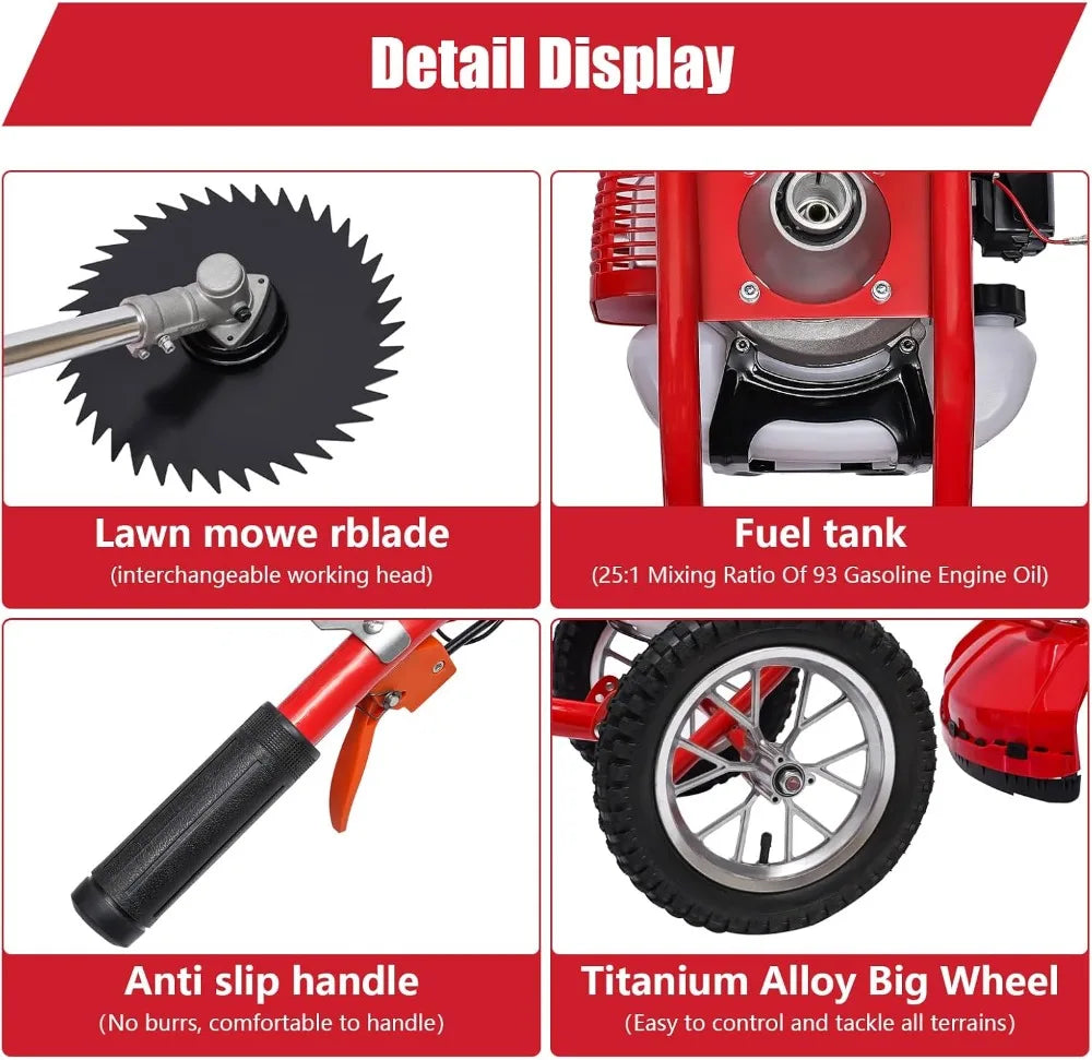 Gas Walk Behind Brush Cutter 49cc Two Stroke Engine