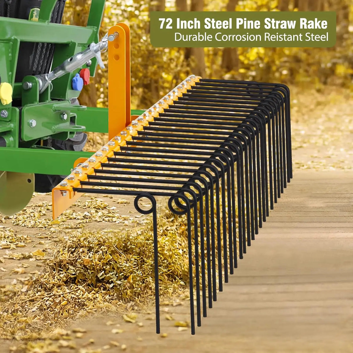 Heavy Duty Steel Landscape Rake with Spring Tines for Tractors