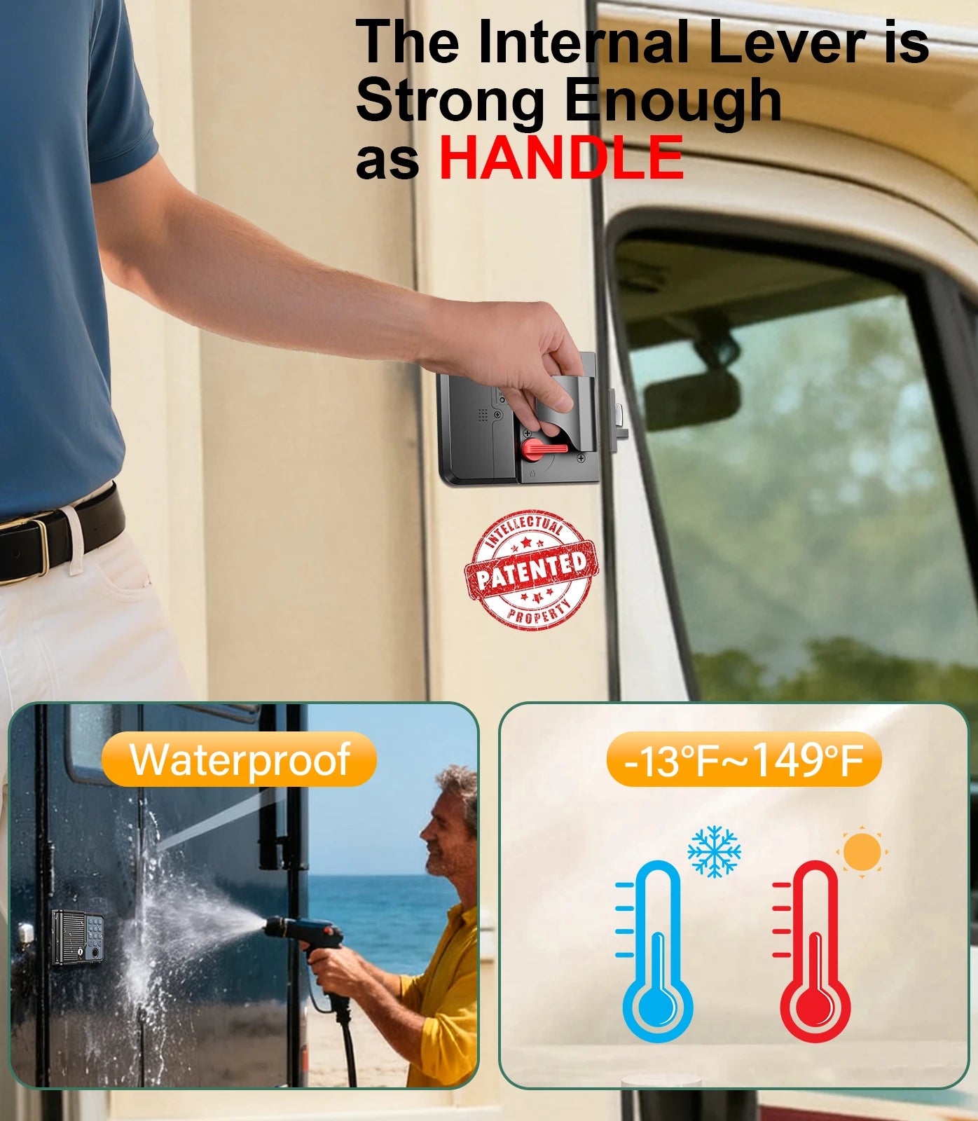 Smart RV Door Lock With Keyless Entry And Remote Keypad