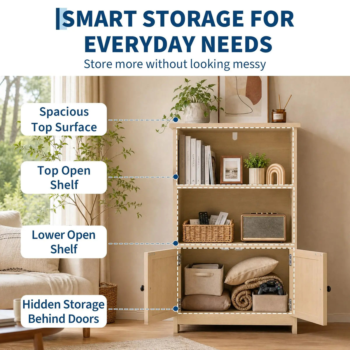 HiMISS Farmhouse Bathroom Storage Cabinet With Adjustable Shelves