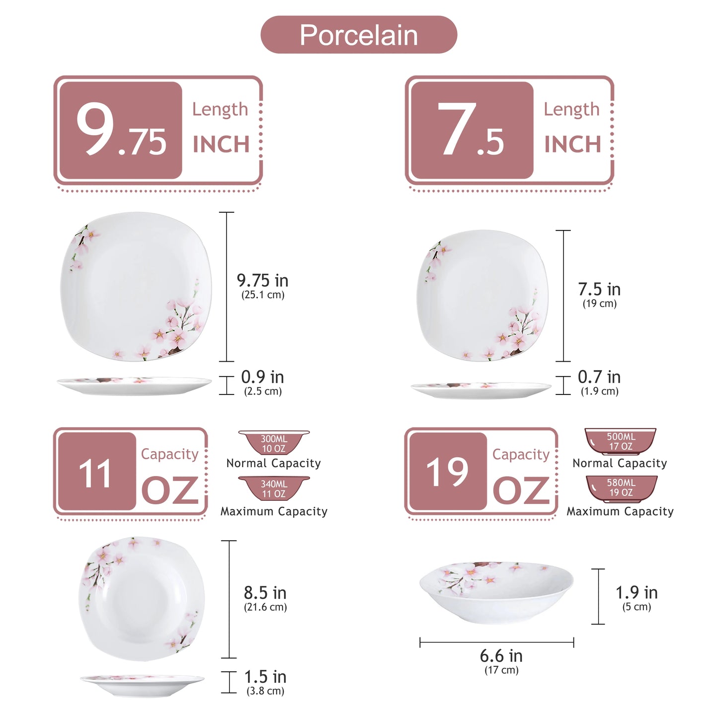 MALACASA Annie Porcelain Dinnerware Set 30 Piece Service For Six