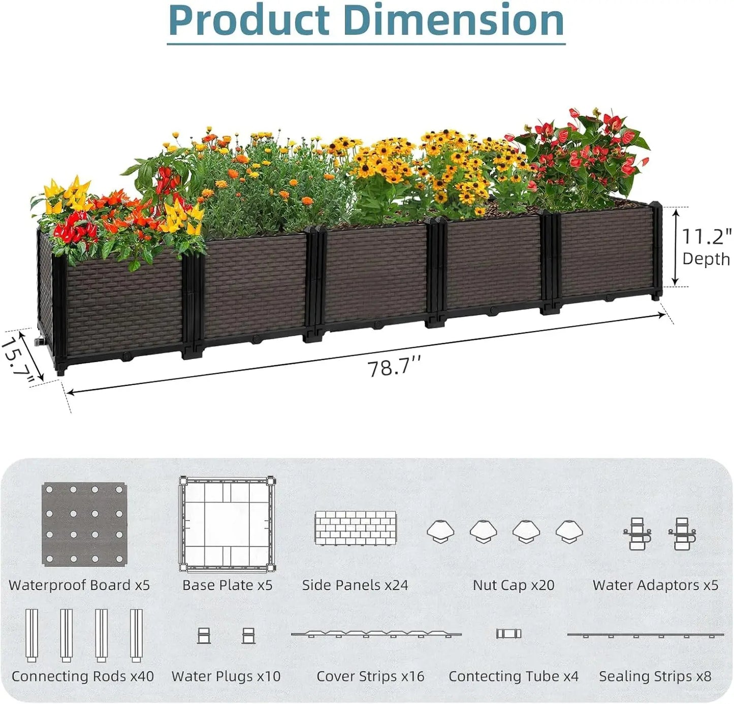 Self Watering Raised Garden Planter Box For Outdoor Use