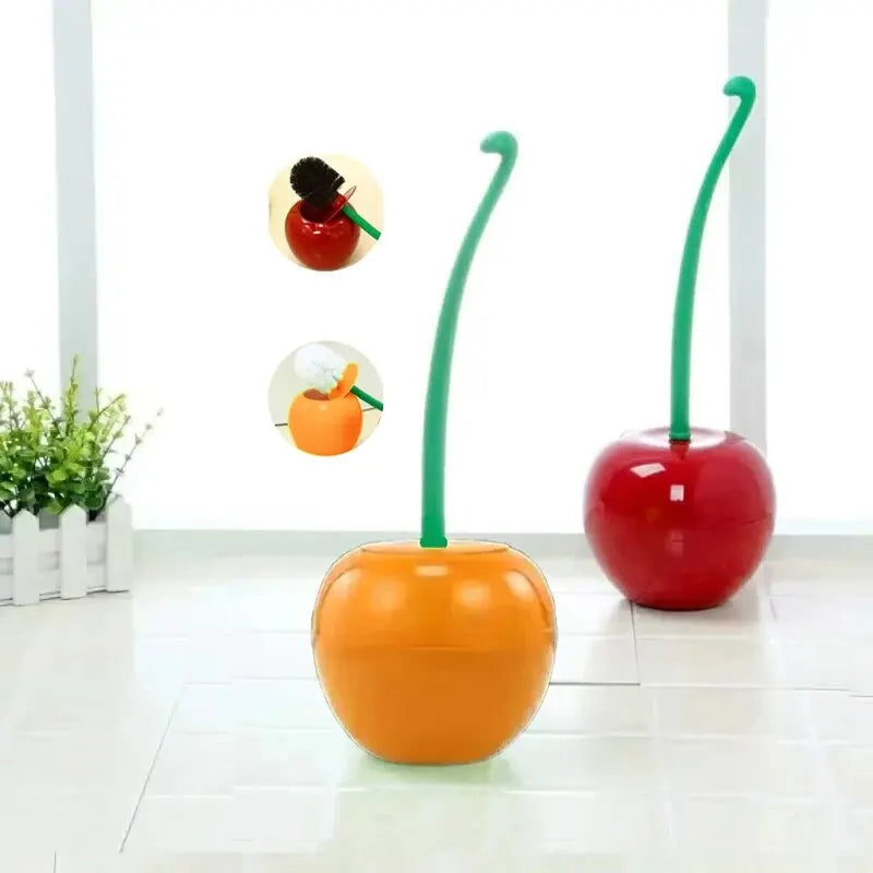 Creative Cherry Shape Toilet Brush Holder Set For Bathroom