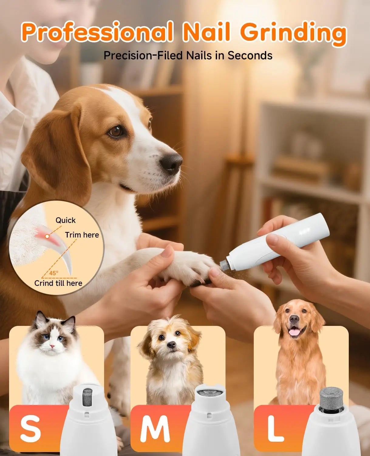 Dog Trimmer for Paws Quiet Nail Grinder Grooming Kit
