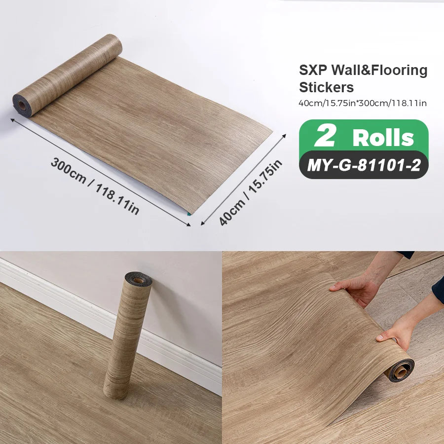 Self-Adhesive Wall and Floor Sticker Wood Grain Marble Design Wallpaper