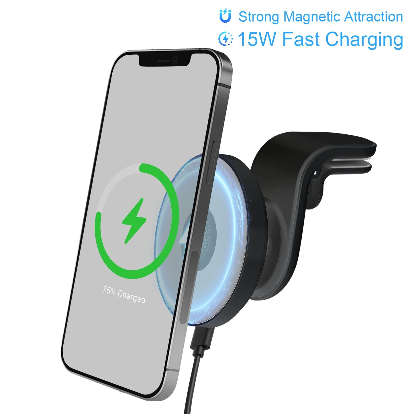 Magnetic Car Wireless Charger Mount 15W 360 Degree Adjustable