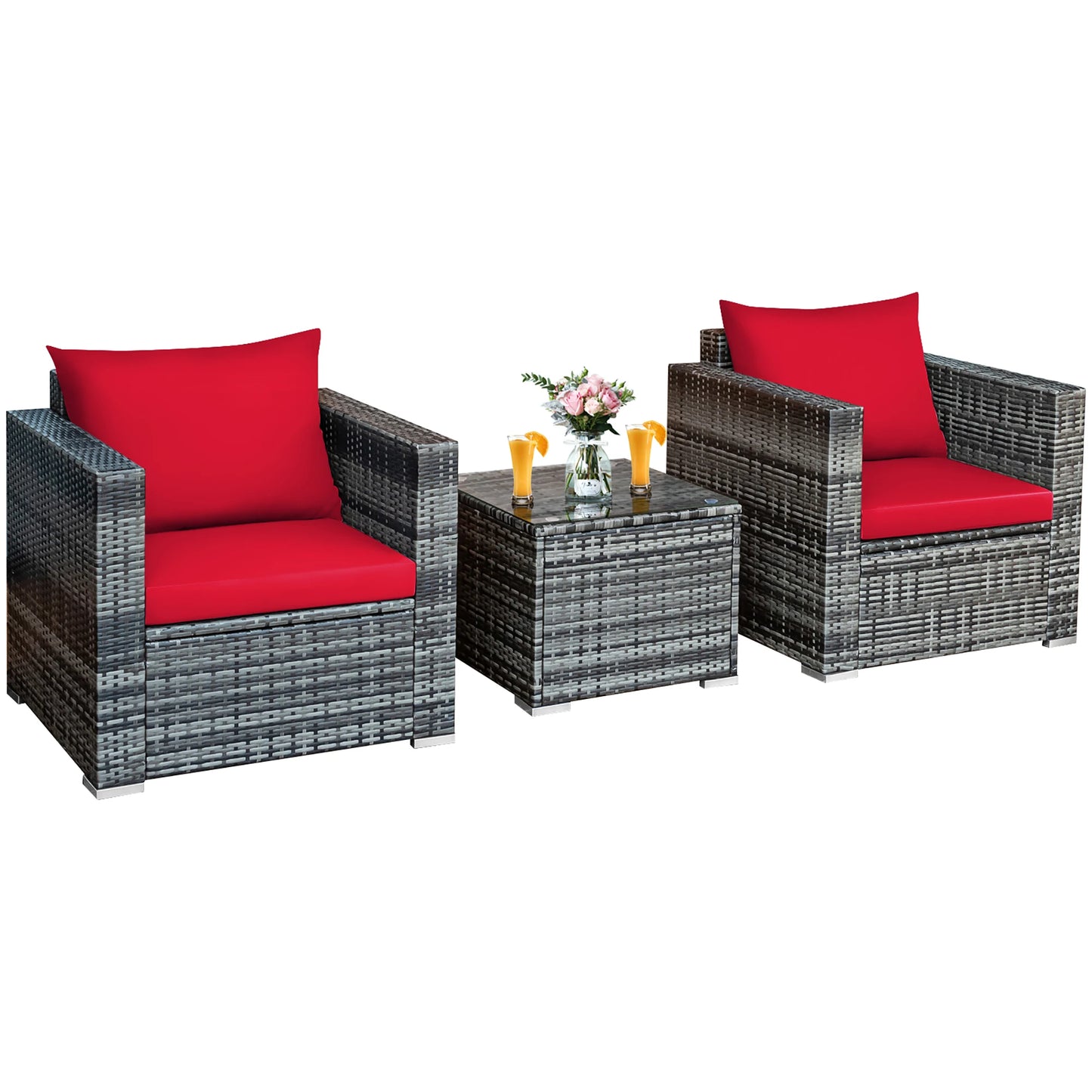 HOMASIS Patio Rattan Bistro Set Cushioned Seating Outdoor