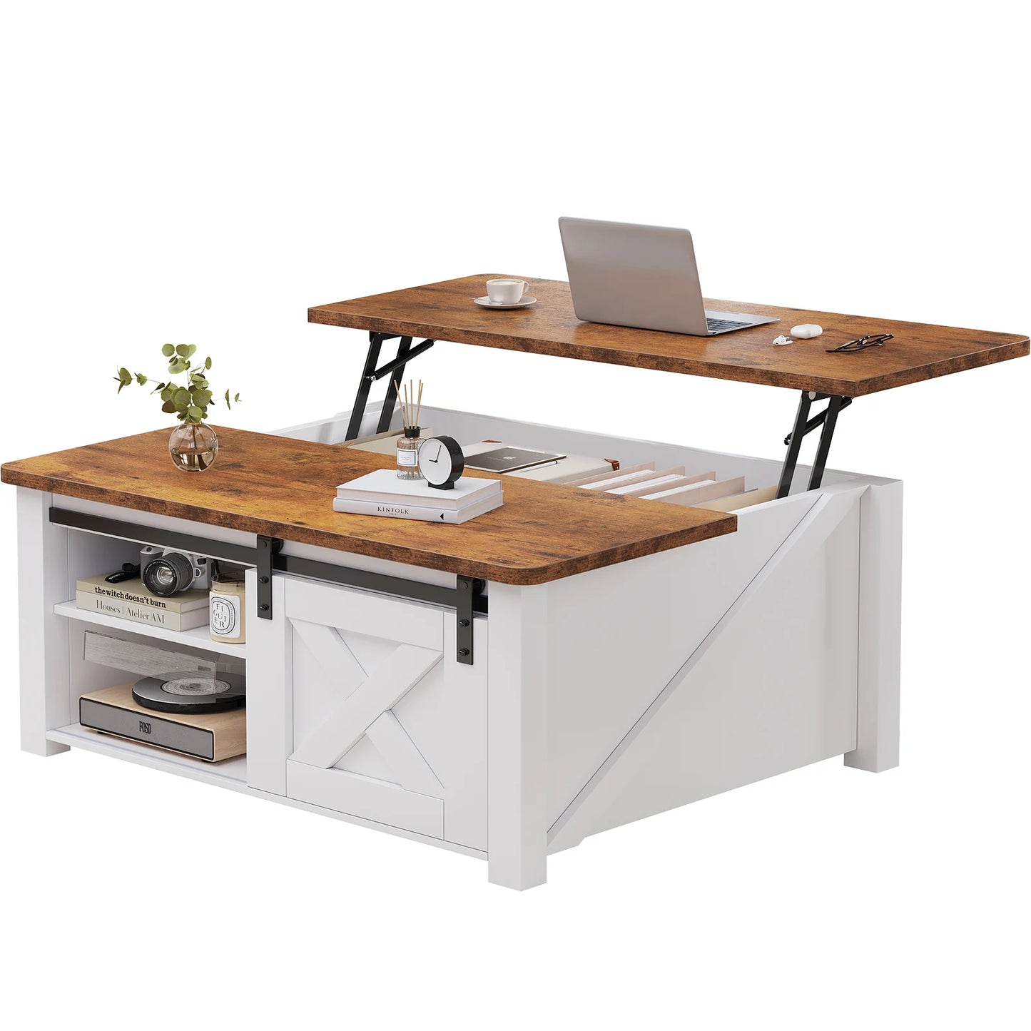 MCQ Lift-Top Wood Coffee Table With Adjustable Storage