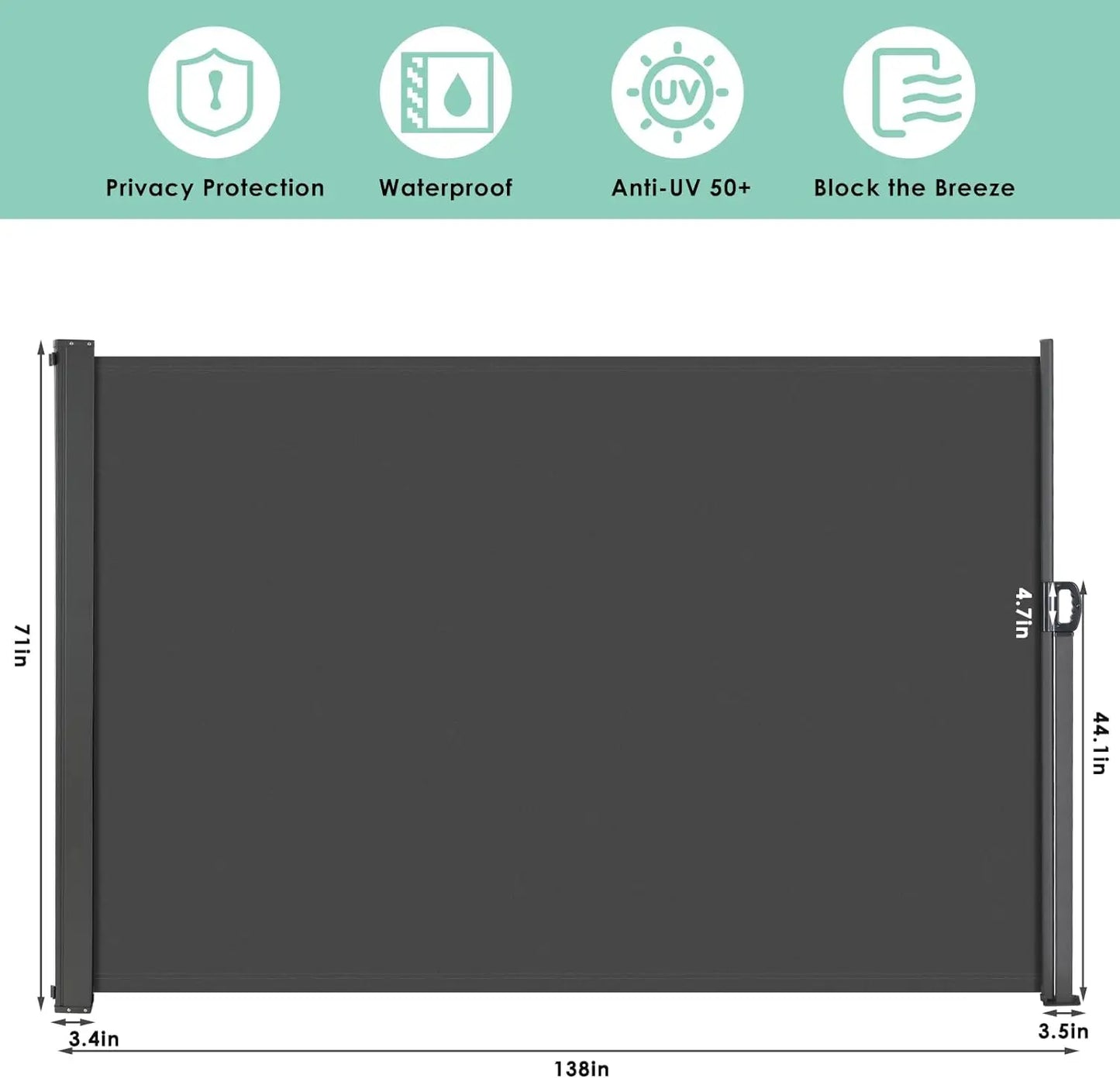 Homfa Side Awning Retractable Privacy Screen For Patio And Garden