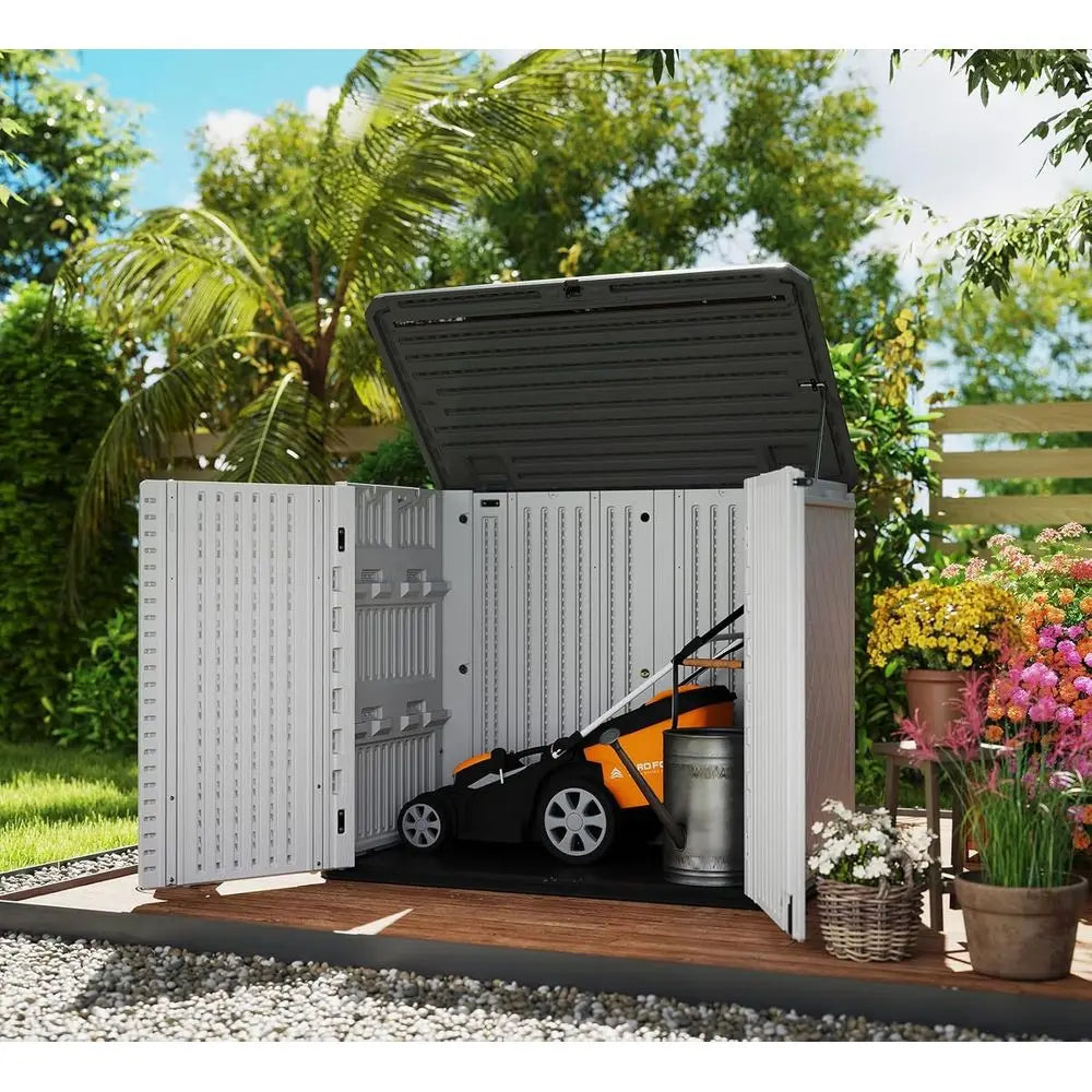 Weather Resistant Outdoor Storage Cabinet For Patio Garden Lawn Mower