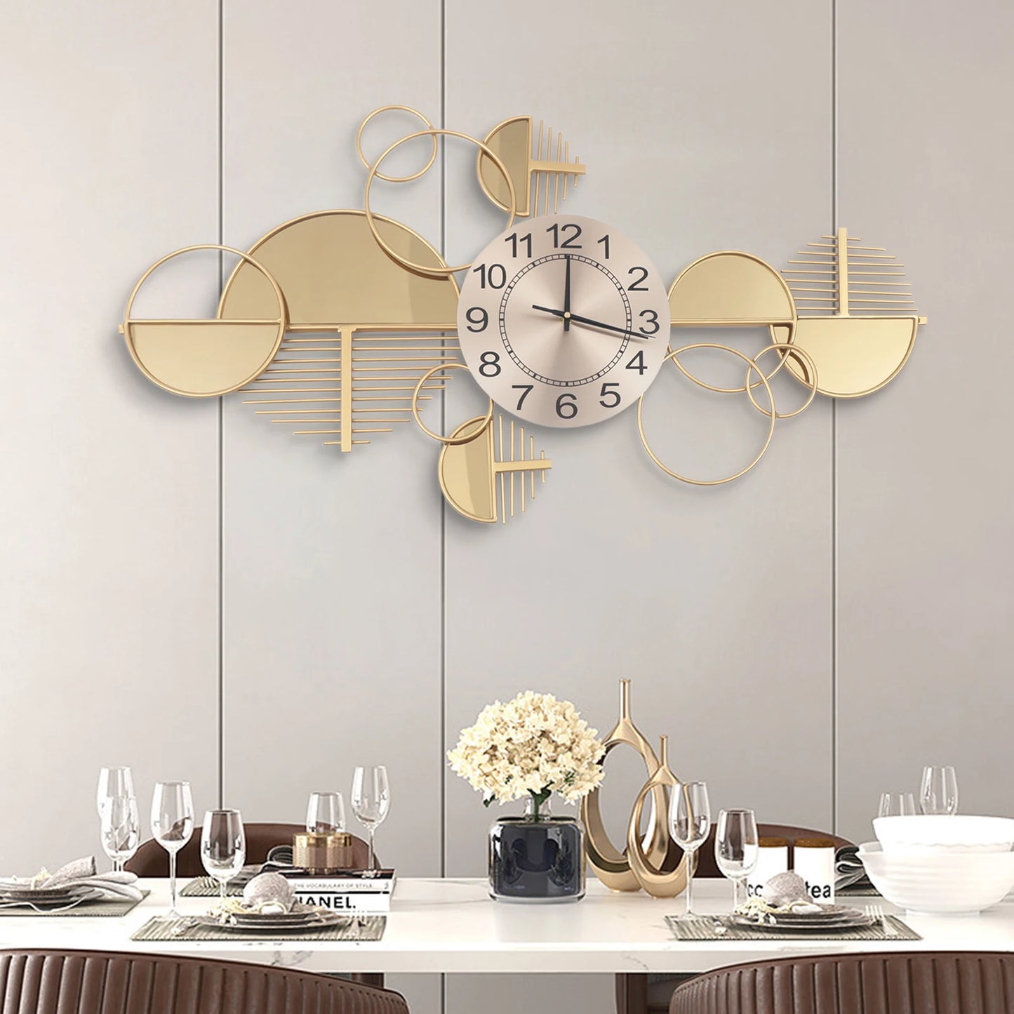 Minimalist Metal Wall Clock Battery Operated Silent Decor For Living Room