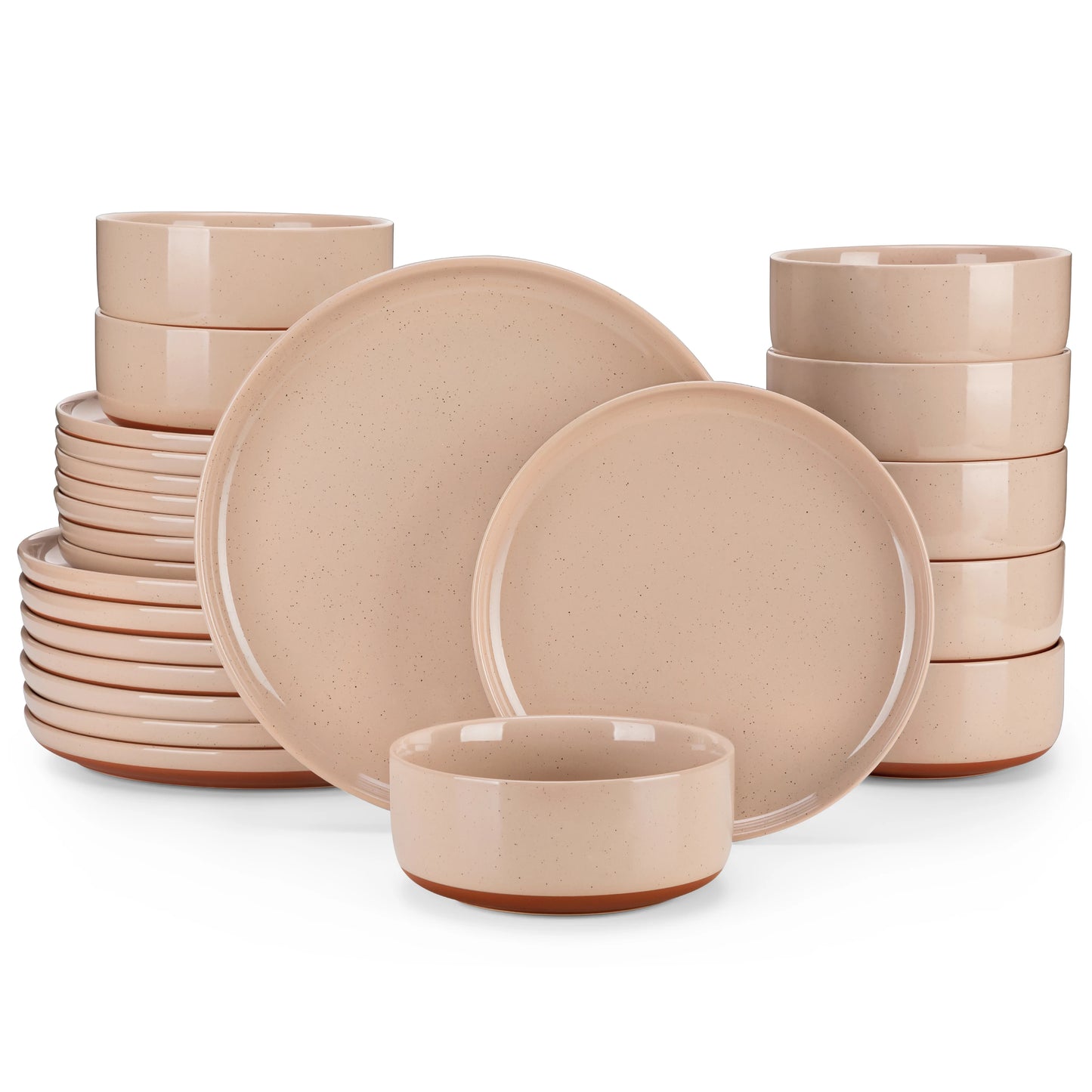 MALACASA Tara Stoneware Dinnerware Set With Curved Edge