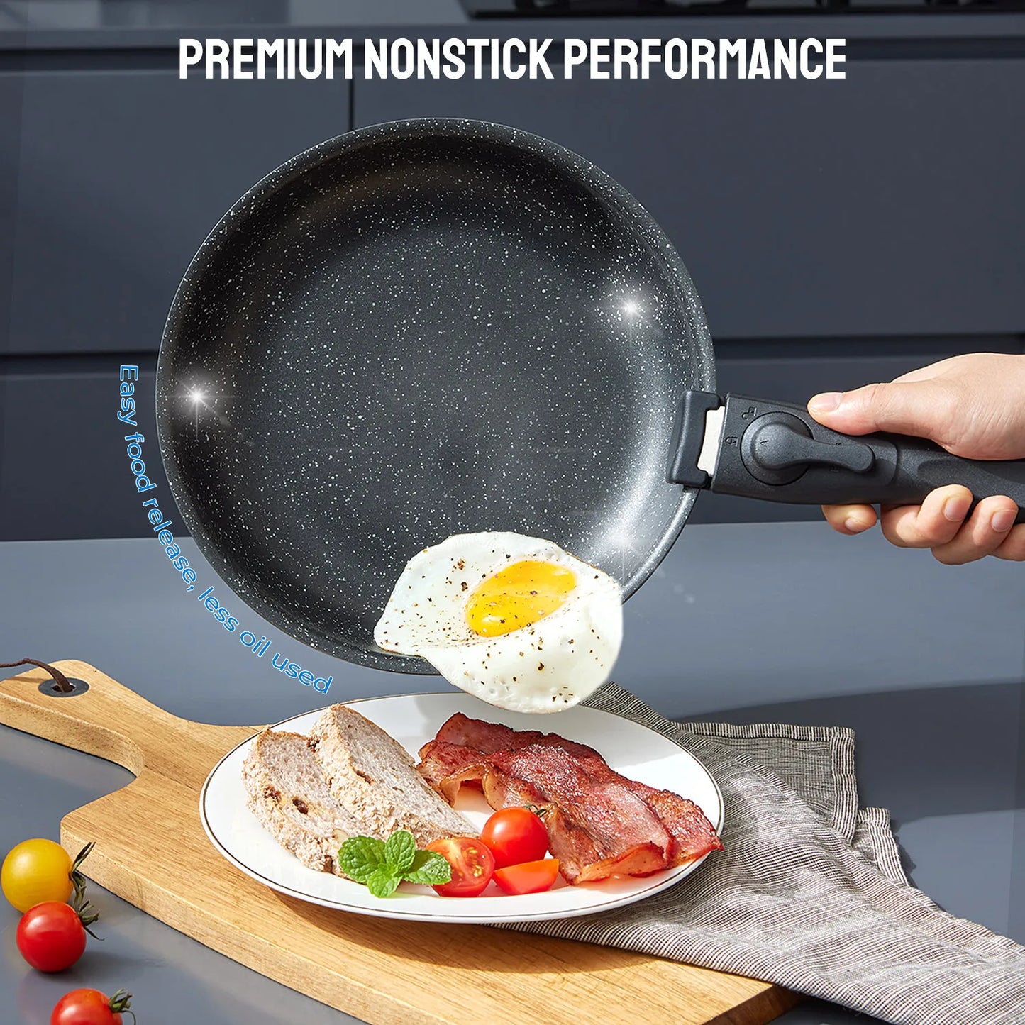 Nonstick Induction Cookware Set With Removable Handles And Stackable Design