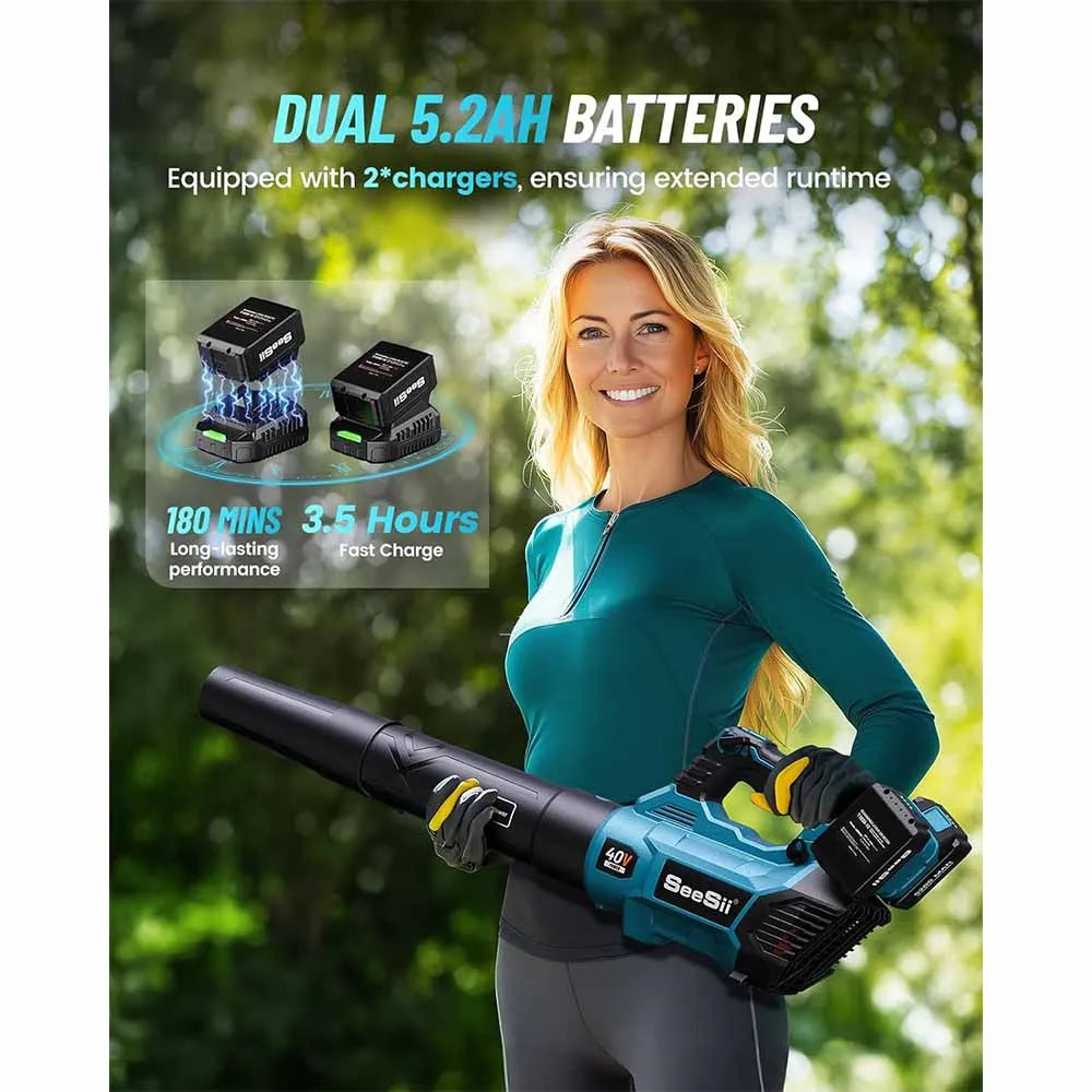 SeeSii 40V Brushless Turbo Cordless Leaf Blower 680CFM 20000RPM