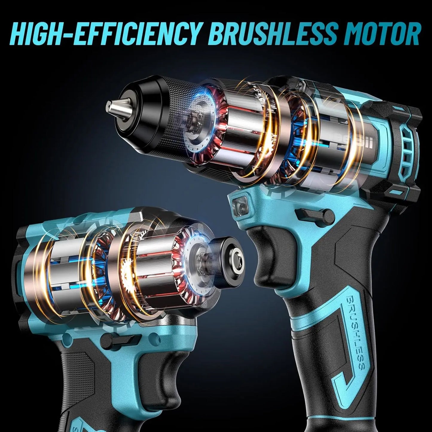 Seesii 21V Max Cordless Drill and Brushless Impact Wrench