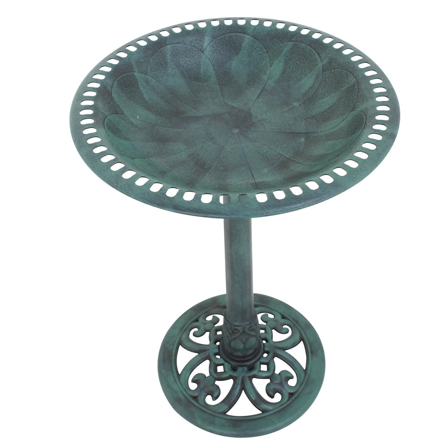 Pedestal Bird Bath Freestanding Antique Green Garden Decor