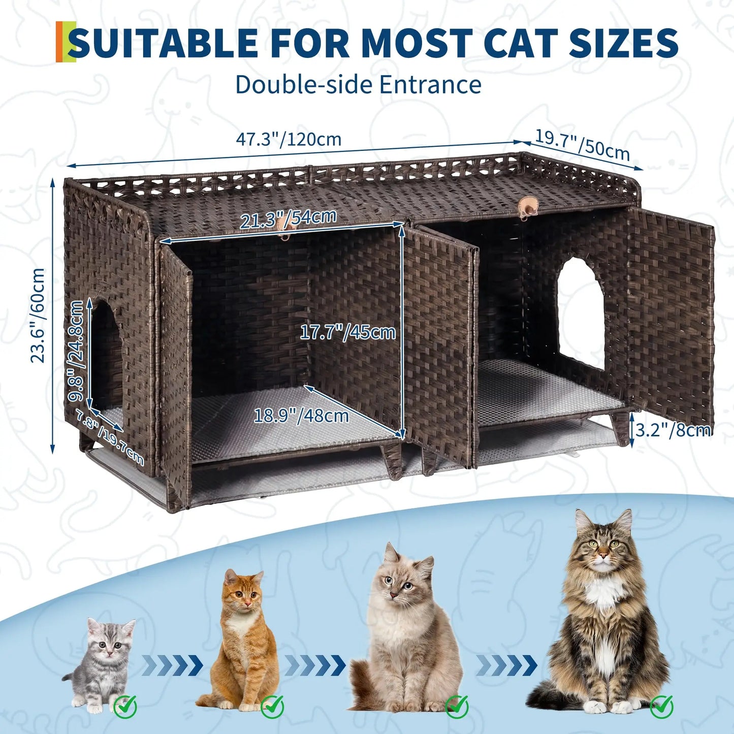 DishyKooker Cat Litter Box Enclosure With Dual Doors