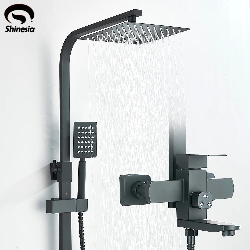 Shinesia Luxury Wall Mounted Shower Faucet Set With Swivel Spout
