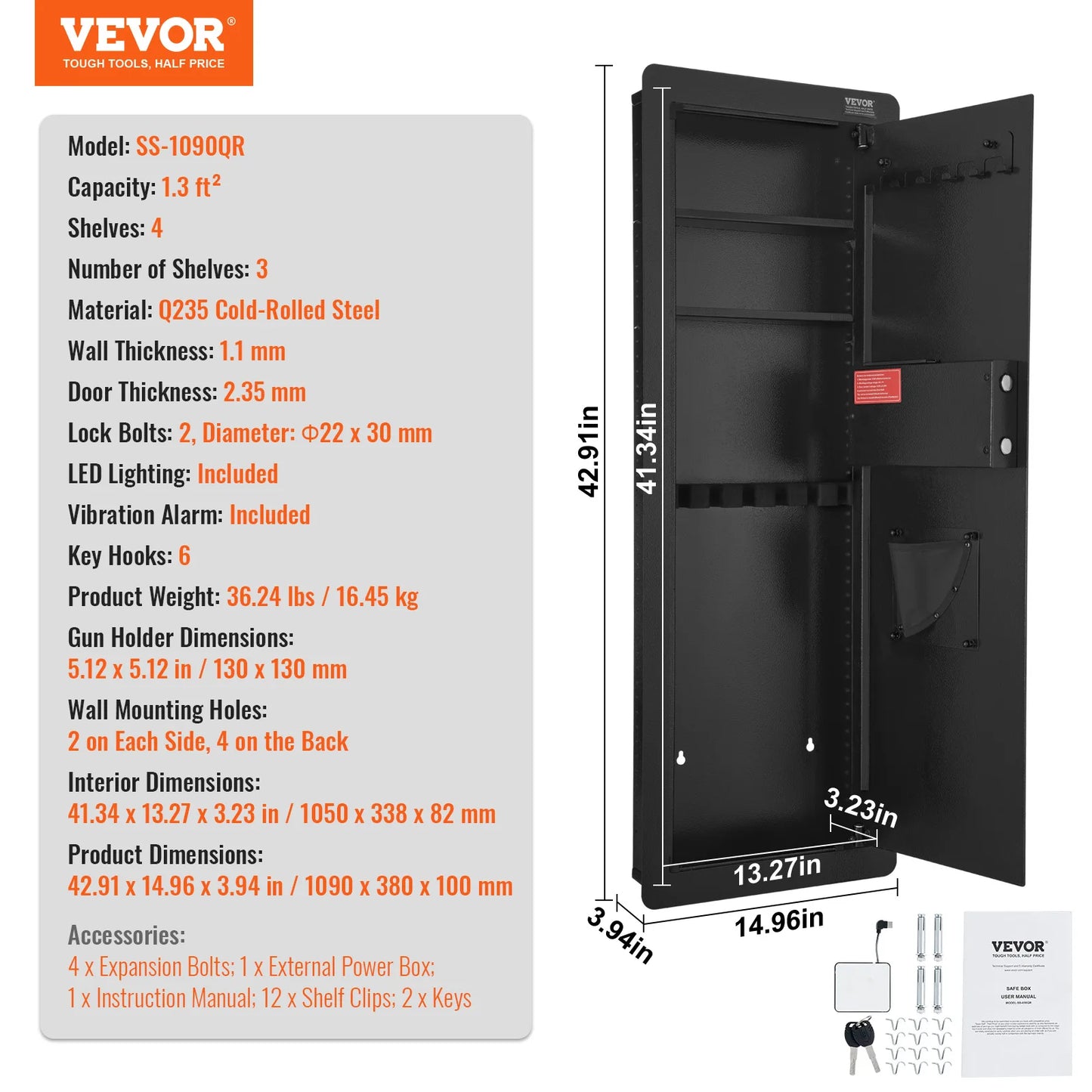 SucceBuy 3/4-Tier Hidden In-Wall Safe With Keypad For Money Jewelry Passport