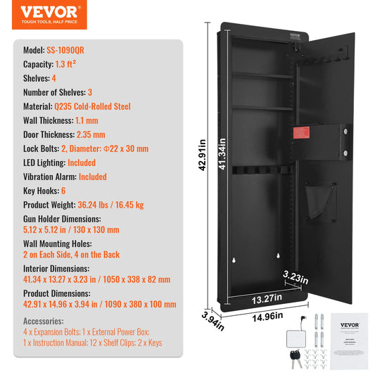 SucceBuy 3/4-Tier Hidden In-Wall Safe With Keypad For Money Jewelry Passport