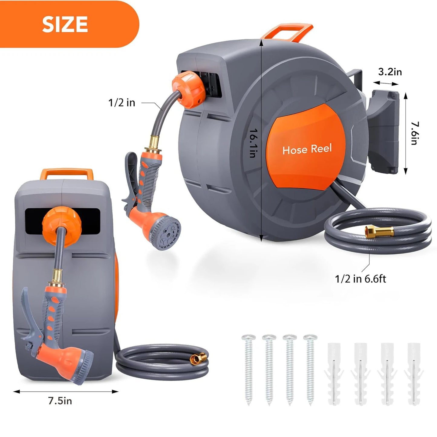 TWISTER.CK Retractable Garden Hose Reel With 9-Function Sprayer