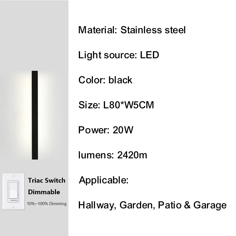 IISINUO Outdoor Porch Wall Light Dimmable Triac IP67 Stainless Steel