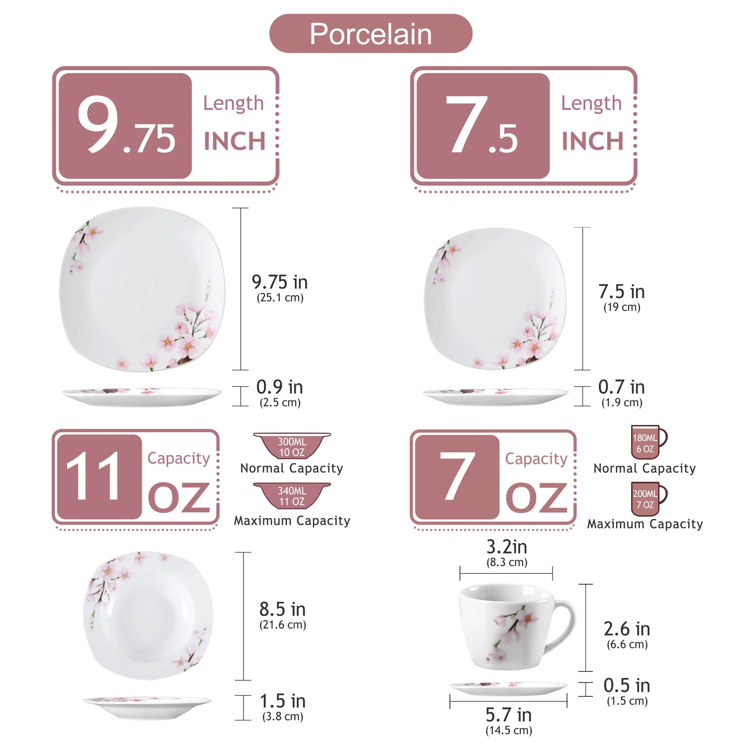 MALACASA Annie Porcelain Dinnerware Set 30 Piece Service For Six