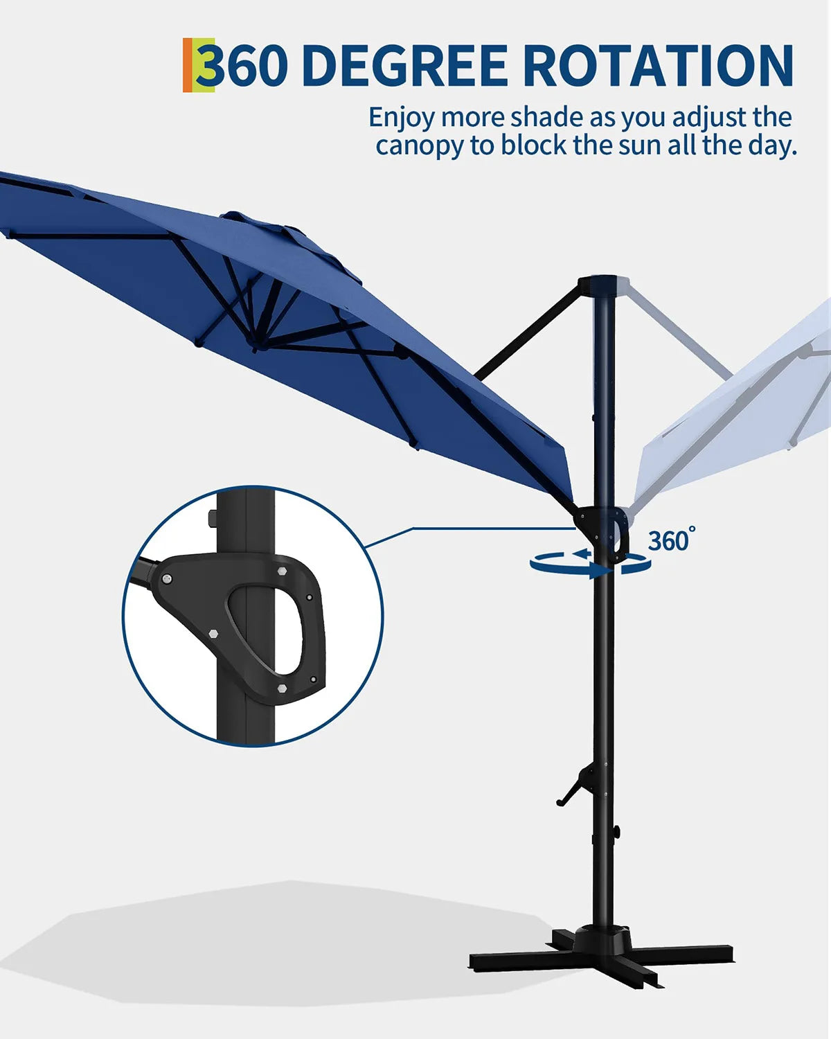 HobbyLane 10Ft Cantilever Patio Umbrella With Tilt And Rotation
