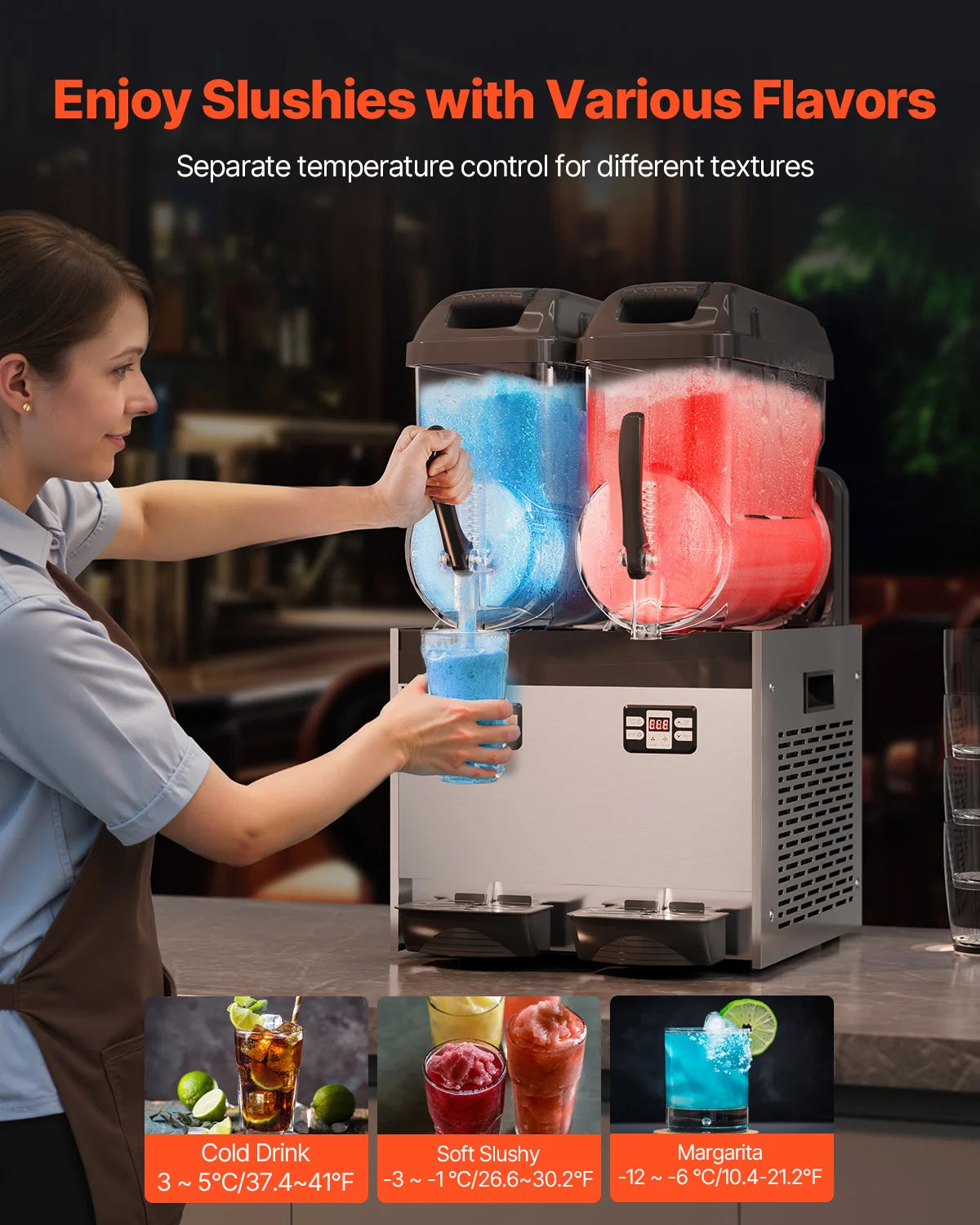 VEVOR Commercial Slushy Machine Dual Tank For Margaritas And Smoothies