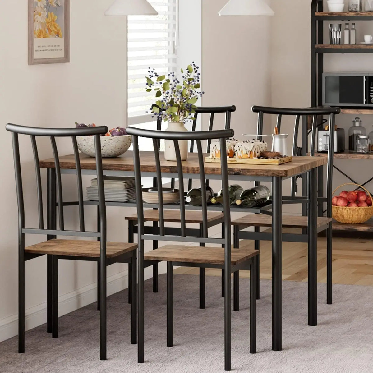 Garvee Outdoor Dining Set with Table and Textilene Patio Chairs