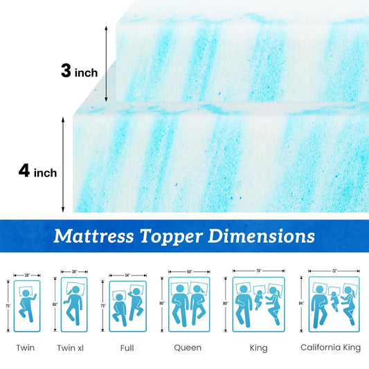 JHK Gel Memory Foam Mattress Topper Cooling Soft And Breathable