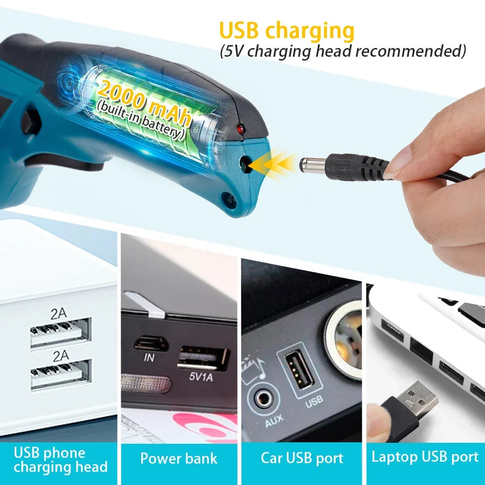 USB Rechargeable Electric Scissors 3.6V Cutting Tool