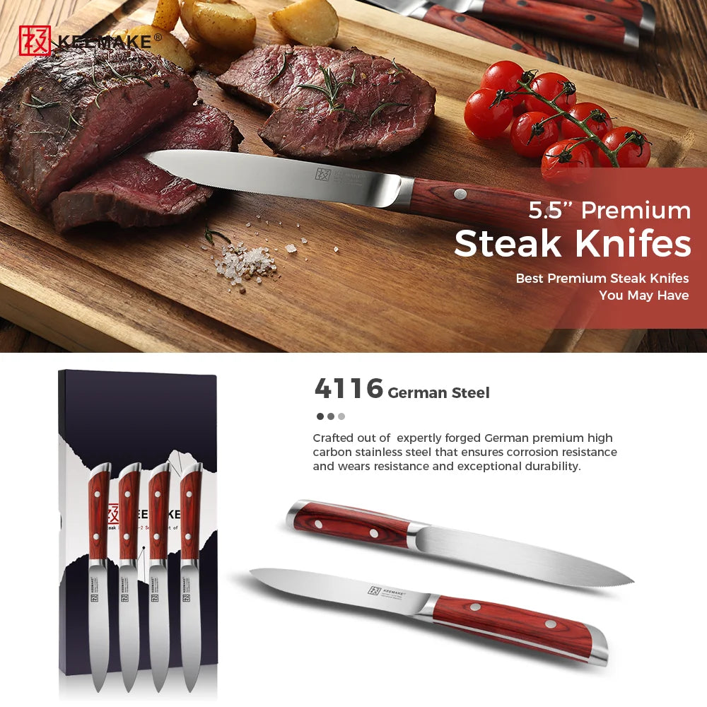 4 Piece Steak Knife Set Stainless Steel Ultra Sharp Tableware
