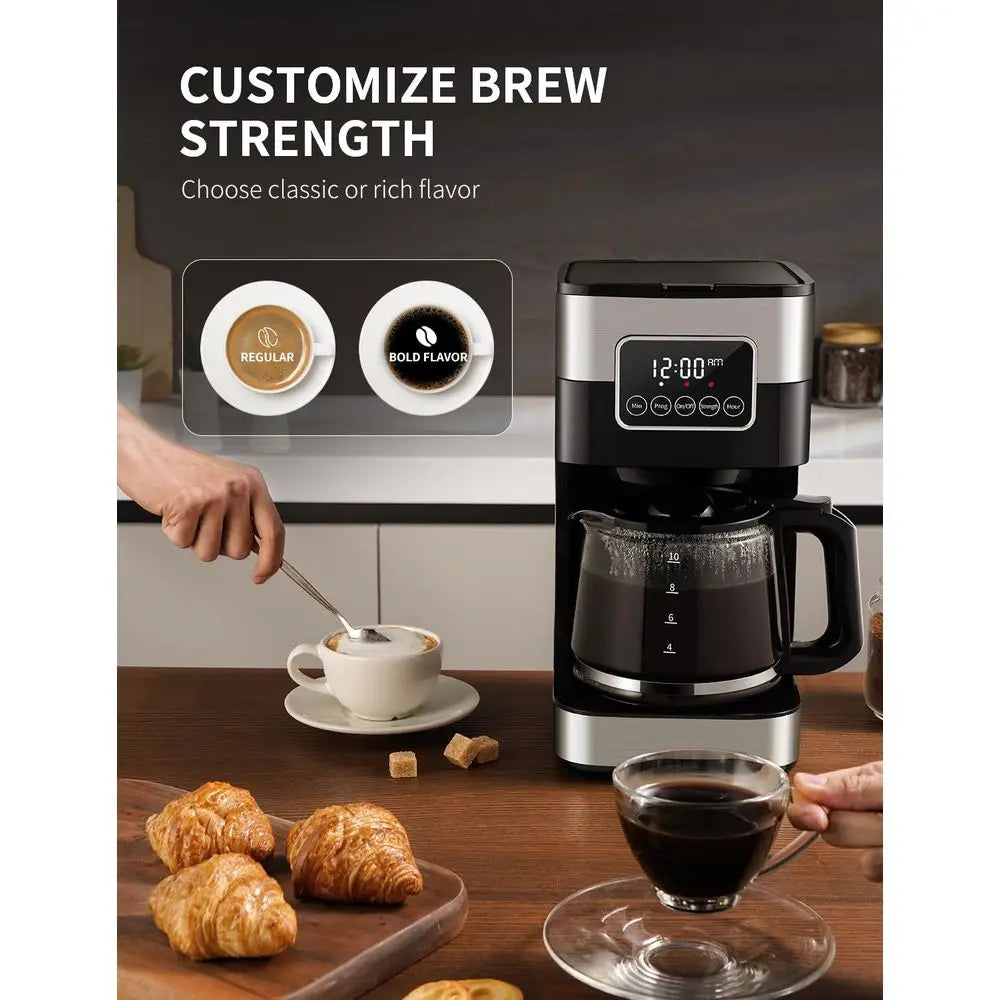 Programmable Drip Coffee Maker With Permanent Filter And Automatic Shutoff