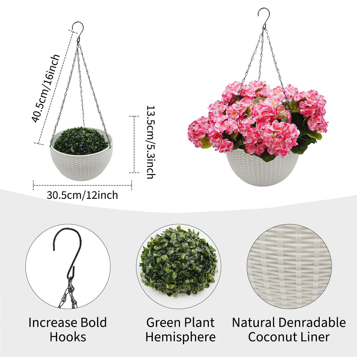 Artificial Geraniums Hanging Baskets For Outdoor Patio Garden Decor