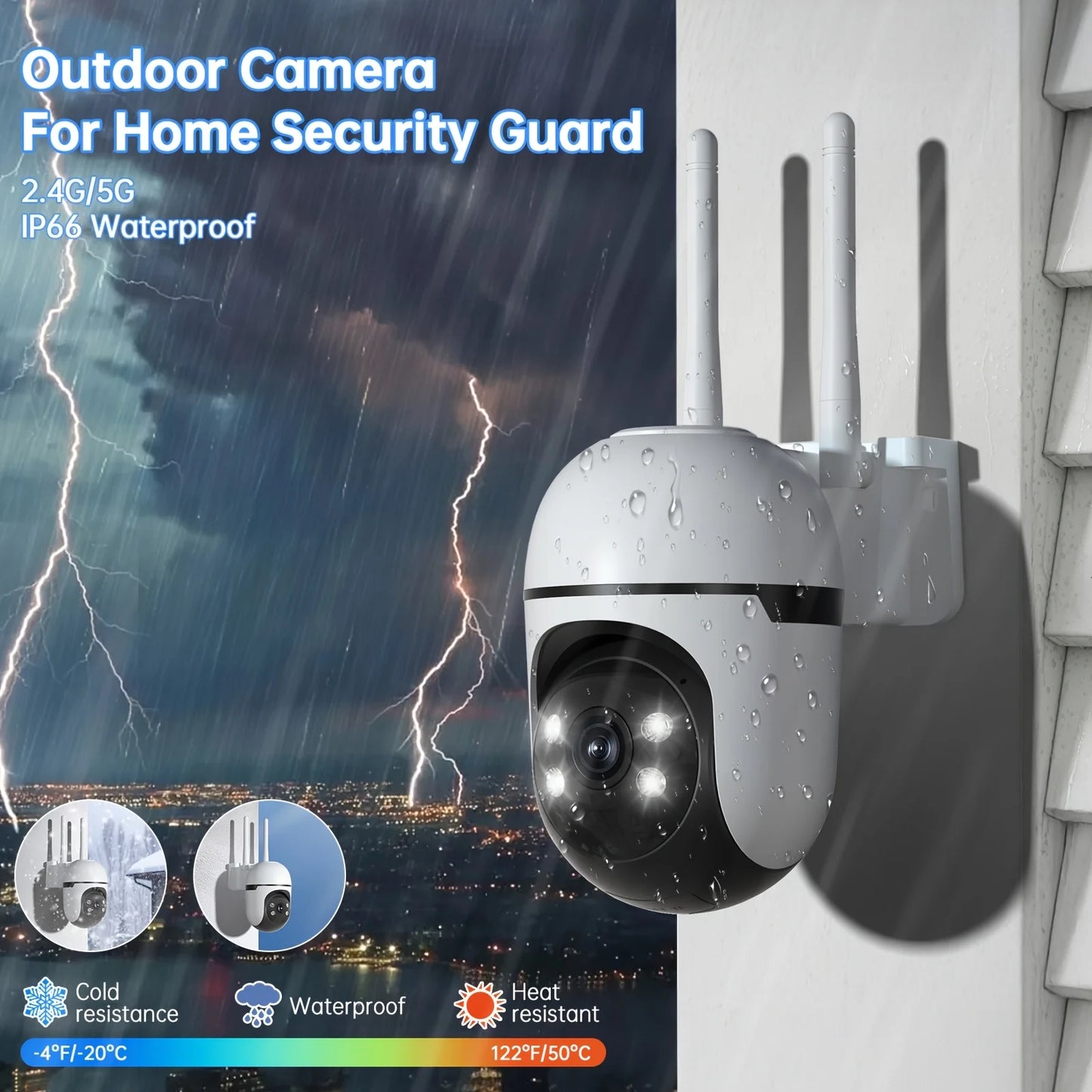 WESECUU PTZ Outdoor Camera 360 Auto Tracking 4MP Night Vision