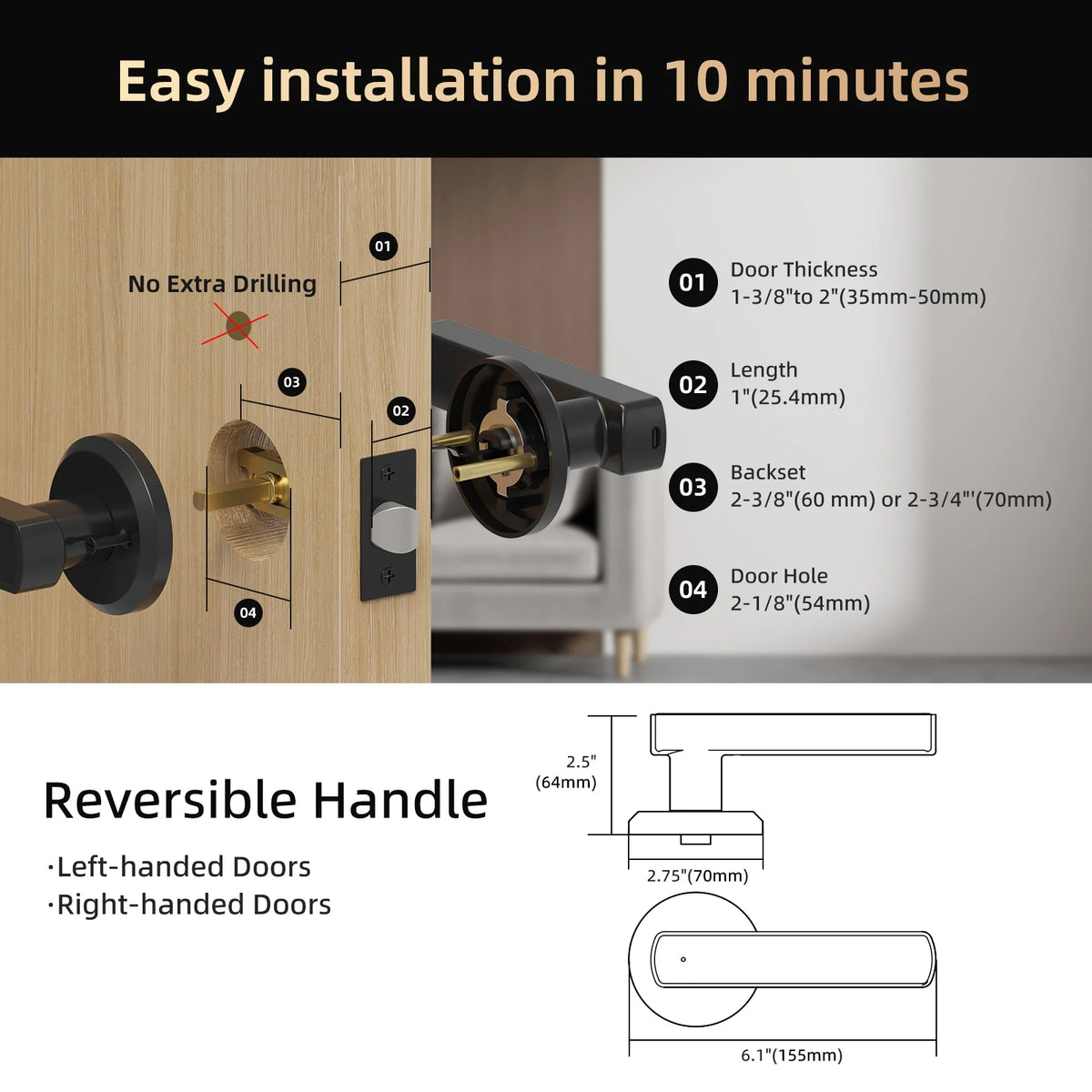 Viladepot Smart Fingerprint Door Lock With Bluetooth App Control