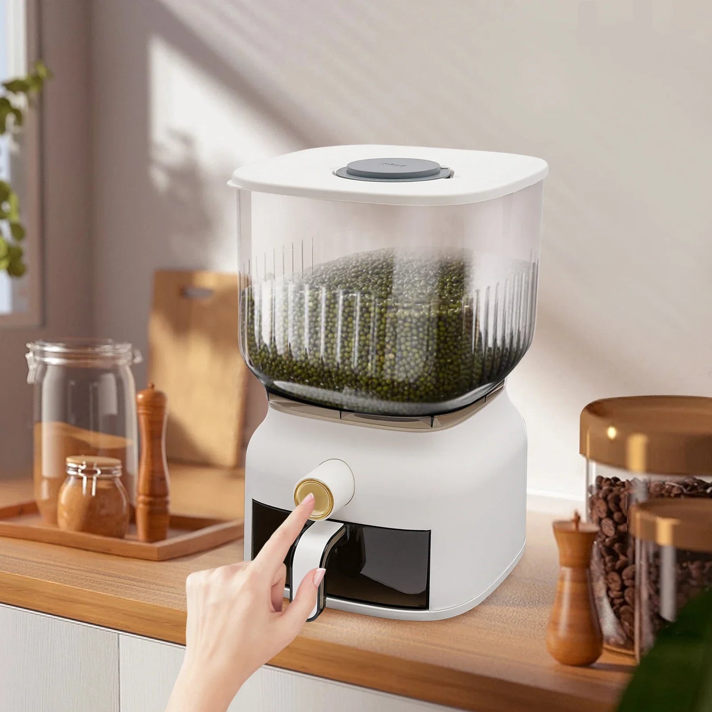 Rice Dispenser Grain Storage Container Kitchen Organizer